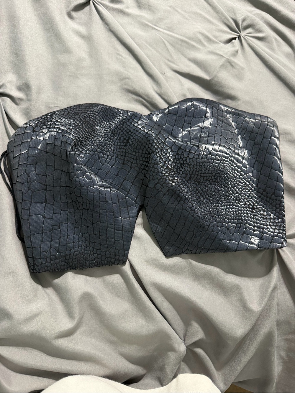 Strapless Croc-Embossed Black Bustier Top